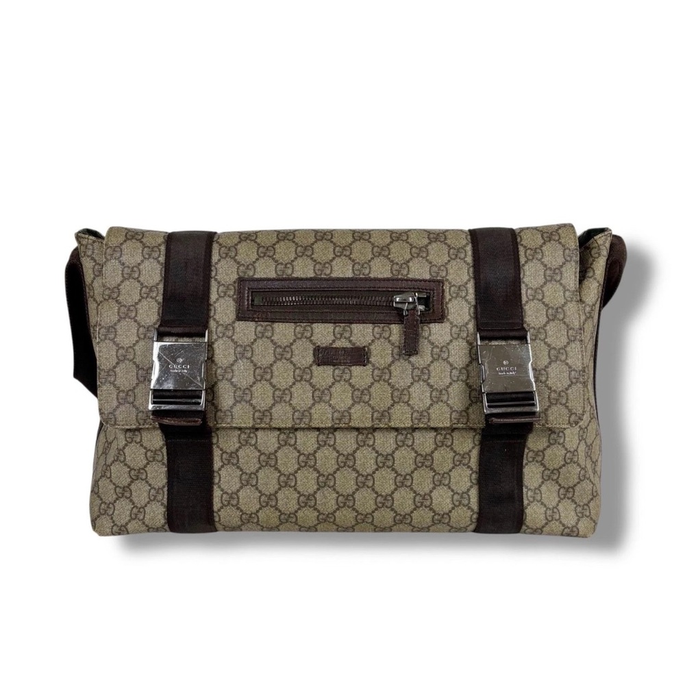 Gucci Beige and Brown Monogram Messenger Bag
